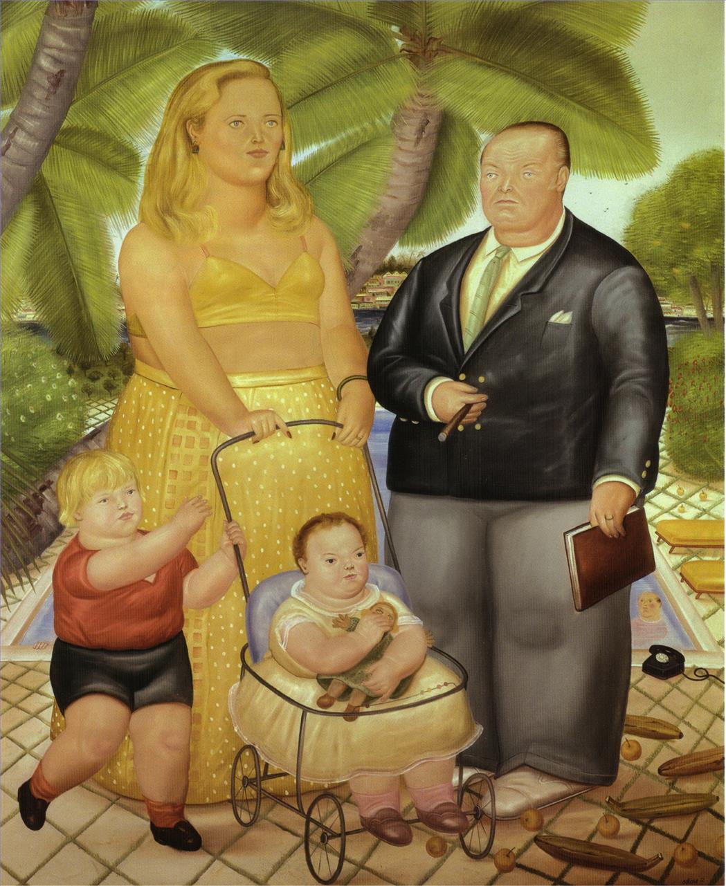 Frank Lloyd und seine Familie auf Paradise Island Fernando Botero Ölgemälde
